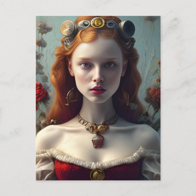 Postal Adorable Redhead Princess AI Arte Generado (Anverso)