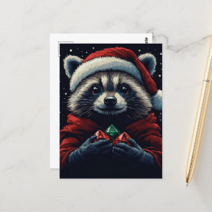 Postal Adorable Santa Raccoon