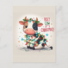 Postal Adorable Santa Vaca Sus Navidades