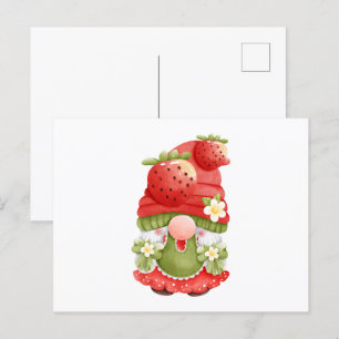 Postal Adorable Strawberry Garden Gnome