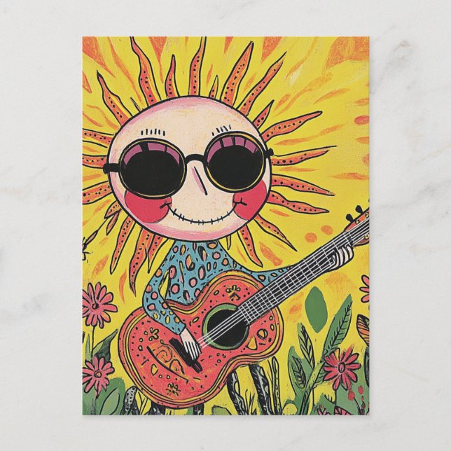 Postal Adorable Sunshine musical tocando guitarra (Anverso)