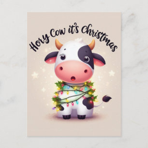Postal Adorable Vaca Sagrada Es Navidad