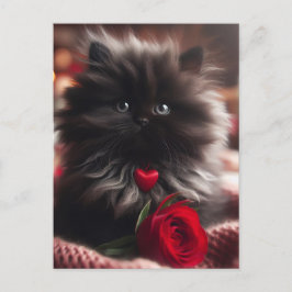 Postal Adorable Valentine Black Kitten