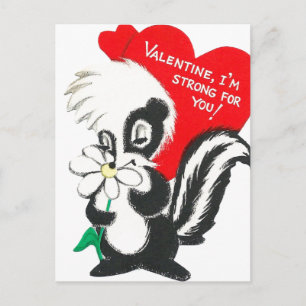 Postal Adorable Valentine Skunk