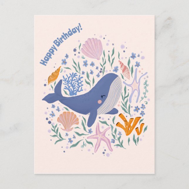 Postal Adorable vida de ballenas y mares (Anverso)