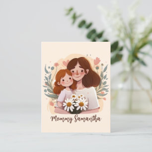 Postal Adorable vínculo entre madre e hija - Marco floral