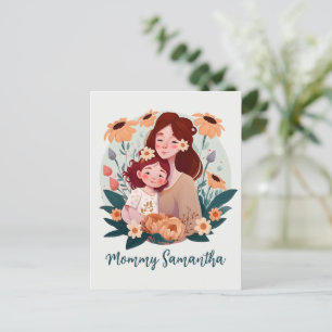Postal Adorable vínculo entre madre e hija - Marco floral