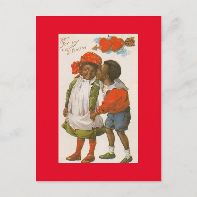 Postal Adorable Vintage African American Couple Valentine (Anverso)