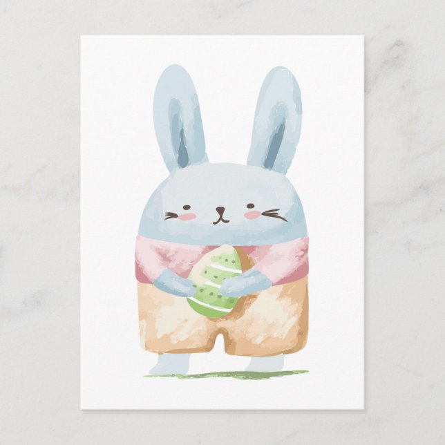 Postal Adorable Watercolor Easter Bunny (Anverso)