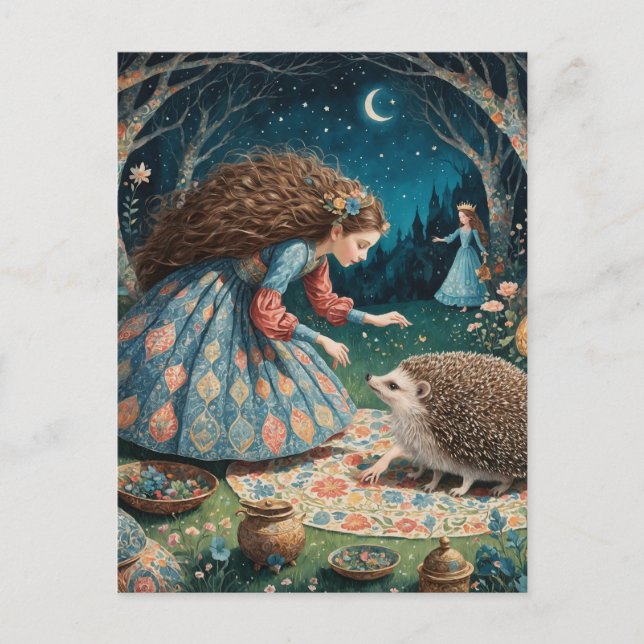 Postal Adorable Weird Hedgehog Fairytale (Anverso)