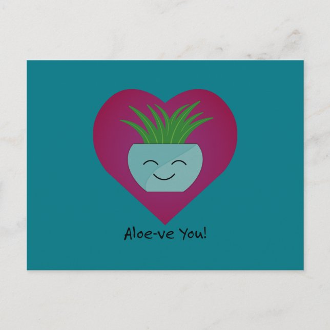 Postal Adorablemente Gracioso Aloeve You Aloe (Anverso)