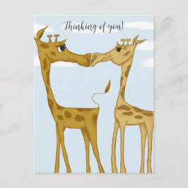 Postal Adorables amantes de la jirafa
