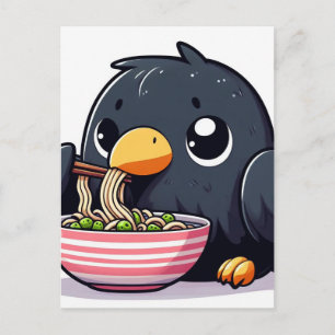 Postal Adorables guisos y fideos para las aves negras