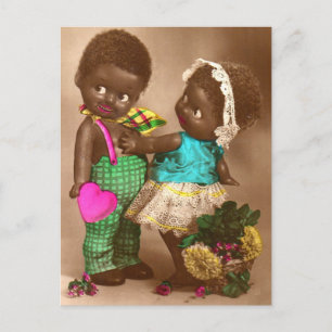 Postal Adorables muñecas negras adorables del RPPC de los