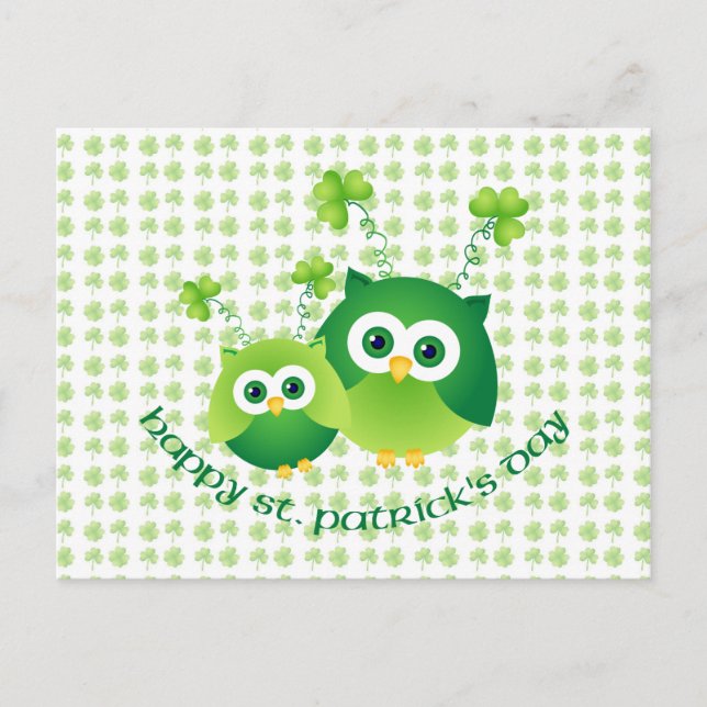 Postal Adorables obsequios y regalos de búho de San Patri (Anverso)