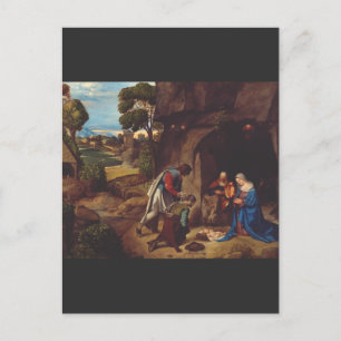 Postal Adoración de los pastores por Giorgione
