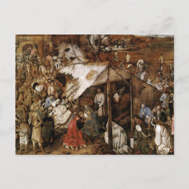 Postal Adoración de los Reyes por Bruegel la Postca Mayor (Anverso)