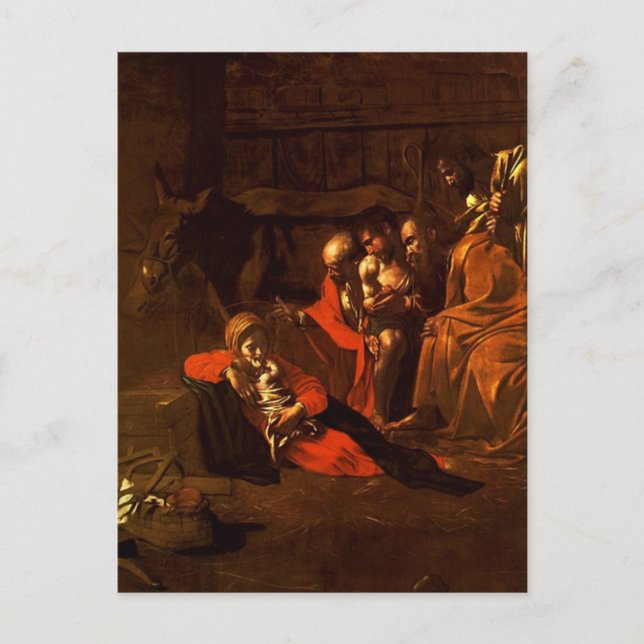 Postal Adoración de Pastores por Caravaggio Postcard (Anverso)