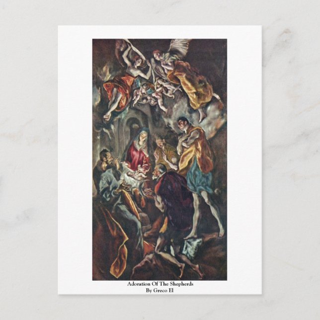 Postal Adoración De Pastores Por Greco El (Anverso)