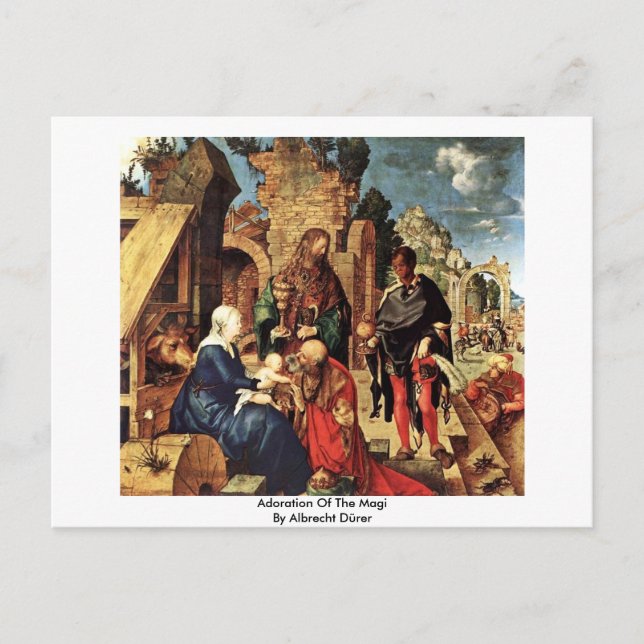 Postal Adoración Del Magi Por Albrecht Dürer (Anverso)