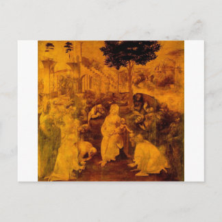 Postal Adoración del Magi por Leonardo Da Vinci