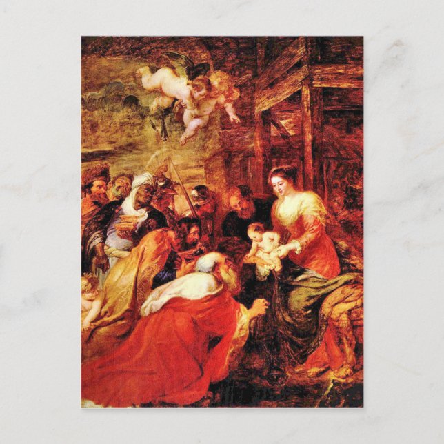 Postal Adoración del Magi por Paul Rubens (Anverso)
