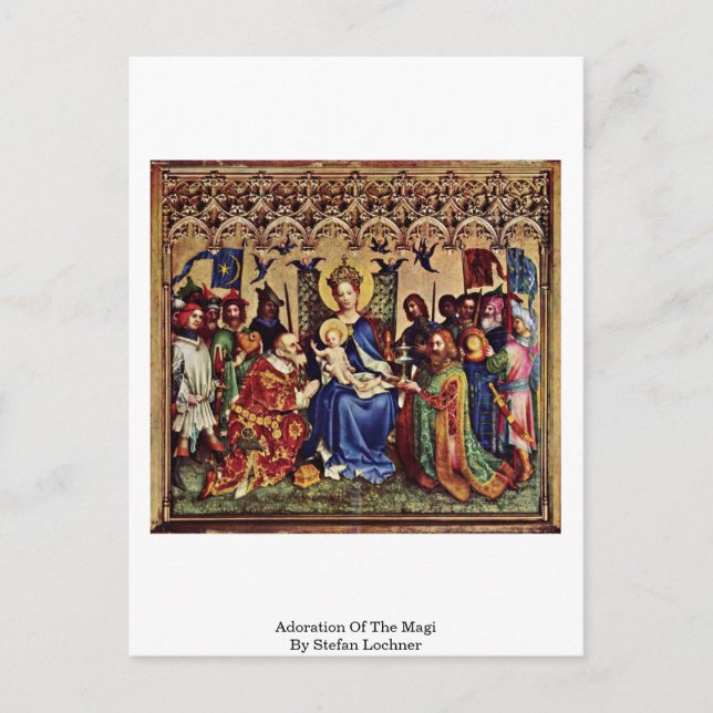 Postal Adoración Del Magi Por Stefan Lochner (Anverso)