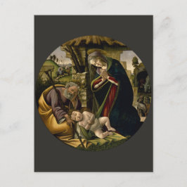Postal Adoración del Niño Jesús por Botticelli