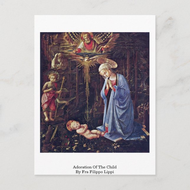 Postal Adoración Del Niño Por Fra Filippo Lippi (Anverso)