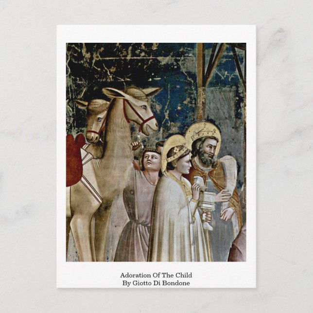 Postal Adoración Del Niño Por Giotto Di Bondone (Anverso)