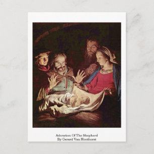 Postal Adoración Del Pastor Por Gerard Van Honthorst