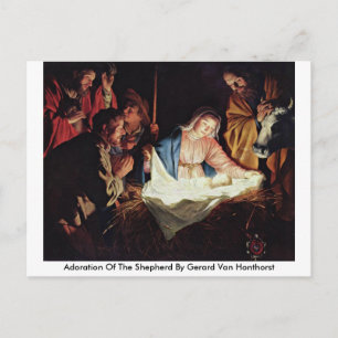 Postal Adoración Del Pastor Por Gerard Van Honthorst