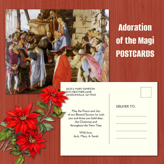 Postal Adoración navidad de la religión magi epifanía (Adoration of the Magi Christmas and Epiphany Postcards)