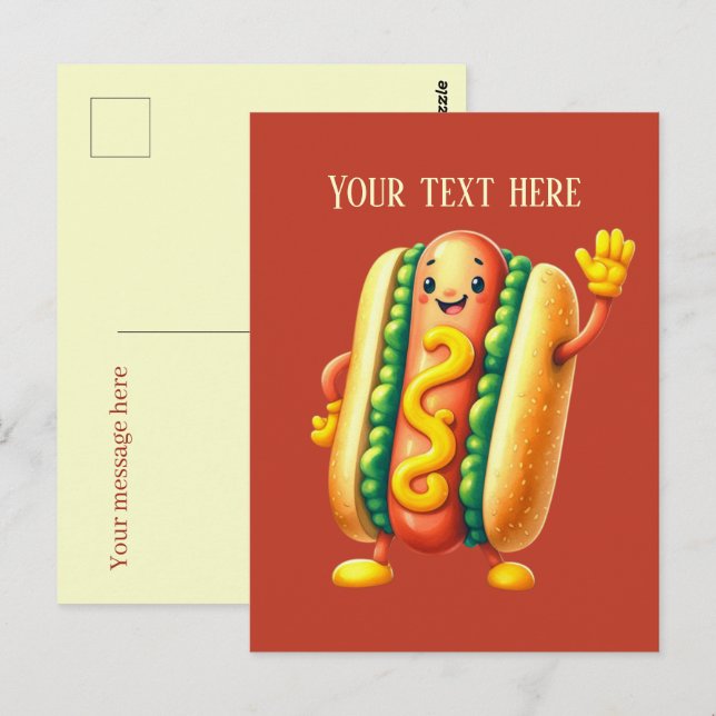 Postal adoradores lindos de hotdog agregan texto (Anverso / Reverso)