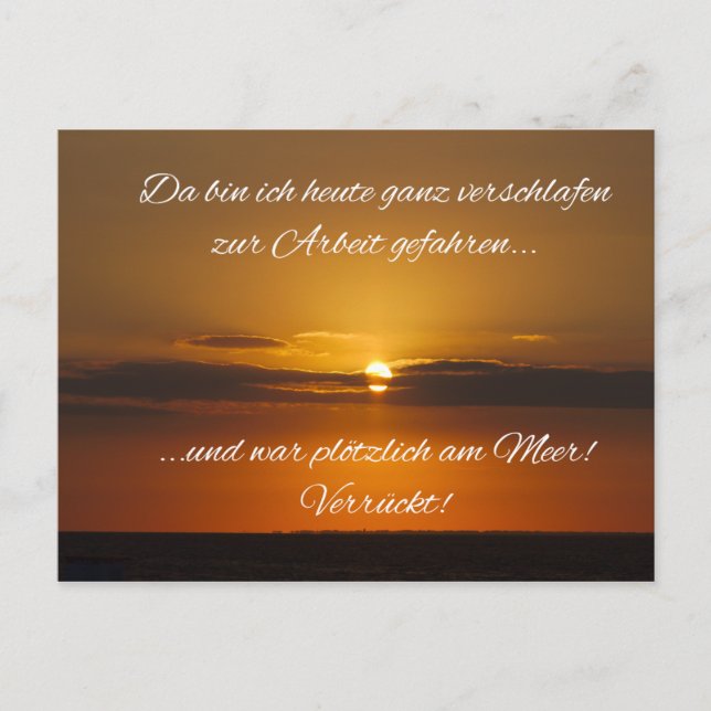 Postal Adormecido al trabajo al mar - y de repente? (Anverso)