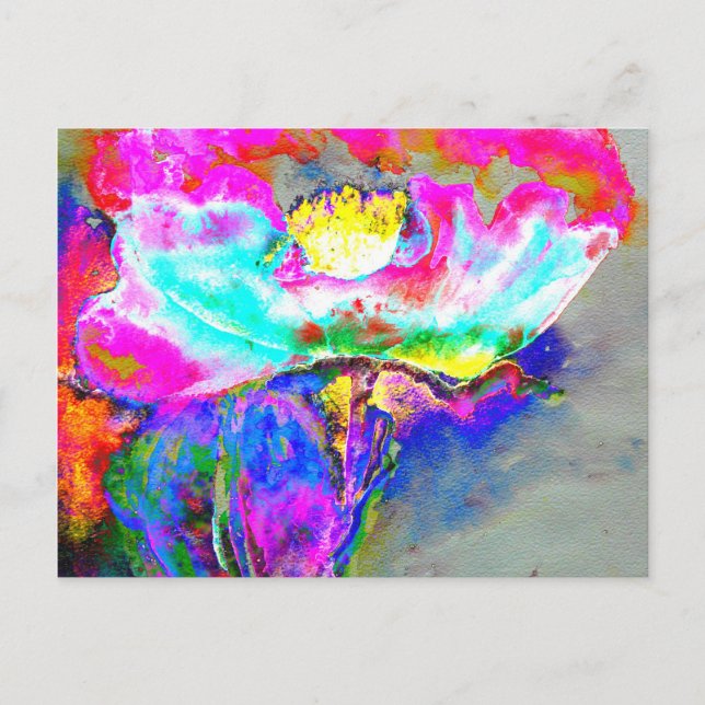 Postal Adormidera rosa (Anverso)