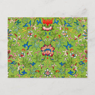 Postal Adorno chino vintage Owen Jones floral verde