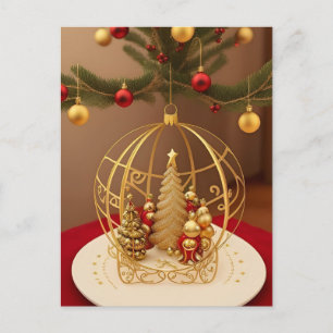 Postal Adorno de árbol de Navidad dorado de lujo festivo