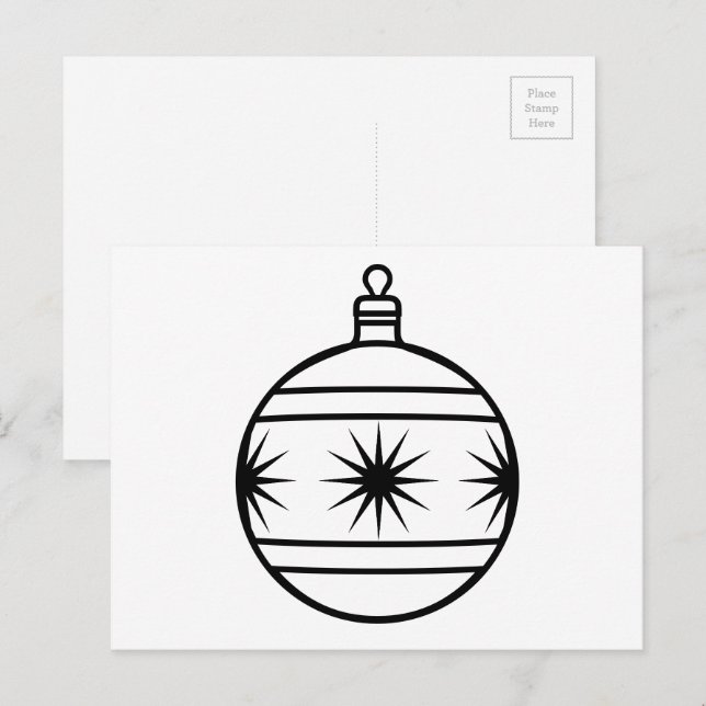Postal Adorno de árbol de Navidad para colorear (Anverso / Reverso)