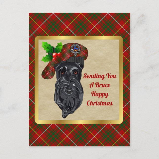 Postal Adorno de Clan Bruce y Navidad de Tartán (Anverso)