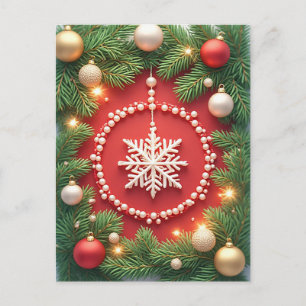 Postal 🎄 Adorno de copo de nieve brillante Elegancia Nav