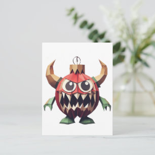 Postal Adorno de demonio monstruo arte de Navidad espeluz