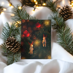 Postal Adorno de Reno Pintado a Mano Cálido Navidad 