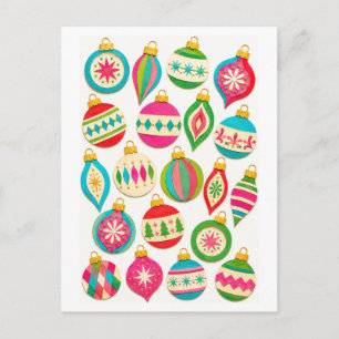 Postal Adorno Navideño Brillante de Estilo Antiguo