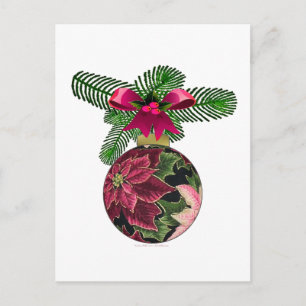 Postal Adorno Retro Burgundy Flor de Pascua de los 50