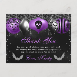 Postal Adornos de Halloween Sweet Sixteen Gracias