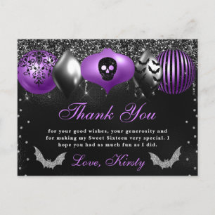 Postal Adornos de Halloween Sweet Sixteen Gracias