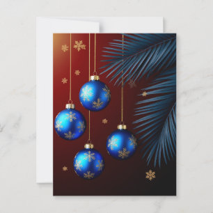 Postal Adornos de Navidad azules elegantes