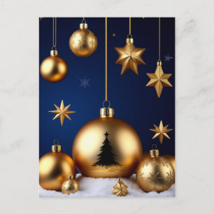 Postal Adornos de Navidad de Oro Contra Fondo Oscuro