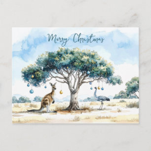 Postal Adornos Navideños de Gomero con Canguro y Emú